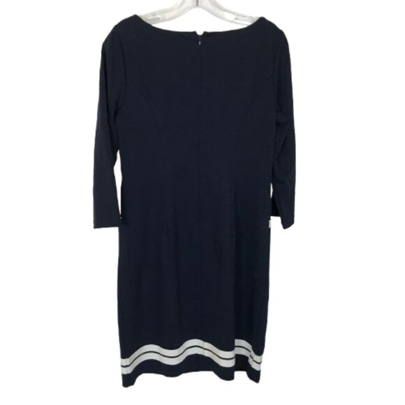 NWT Talbots Womens Petite Size 8 8P Navy Blue White Boat Neck Ponte Dress NEW - Picture 5 of 5